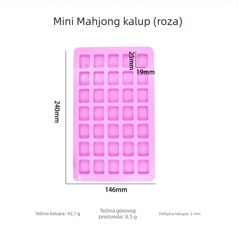 Silikonska kalup za pečenje – mini Mahjong broj 25 za čokoladu, bombone i ledene kocke, oblik pravilnog mnogougla, pakiranje OPP