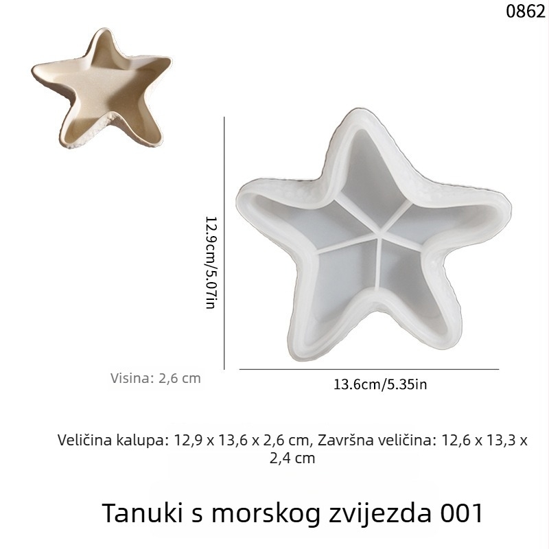 Caifu silikon kalup za gips/ljepilo – oblik školjke, morske zvijezde, za pečenje