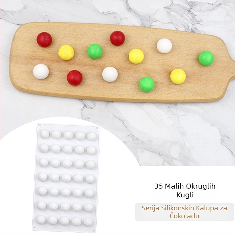 Okrugla silikonska kalupa za čokoladu i mousse, 35 udubljenja, za DIY pečenje