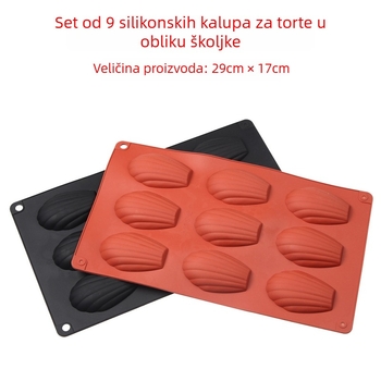 Novi set od 9 silikonskih kalupa s oblikom školjke za madeleine, kekse i čokoladu