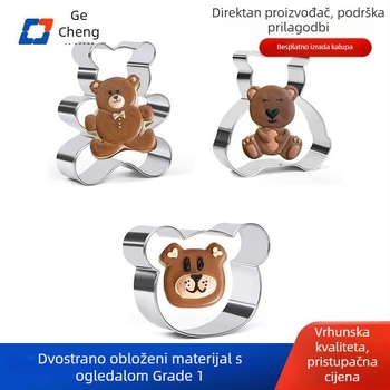 Medvje oblik 3D kalup od nehrđajućeg čelika za kekse, za DIY kekse i rezanje voća