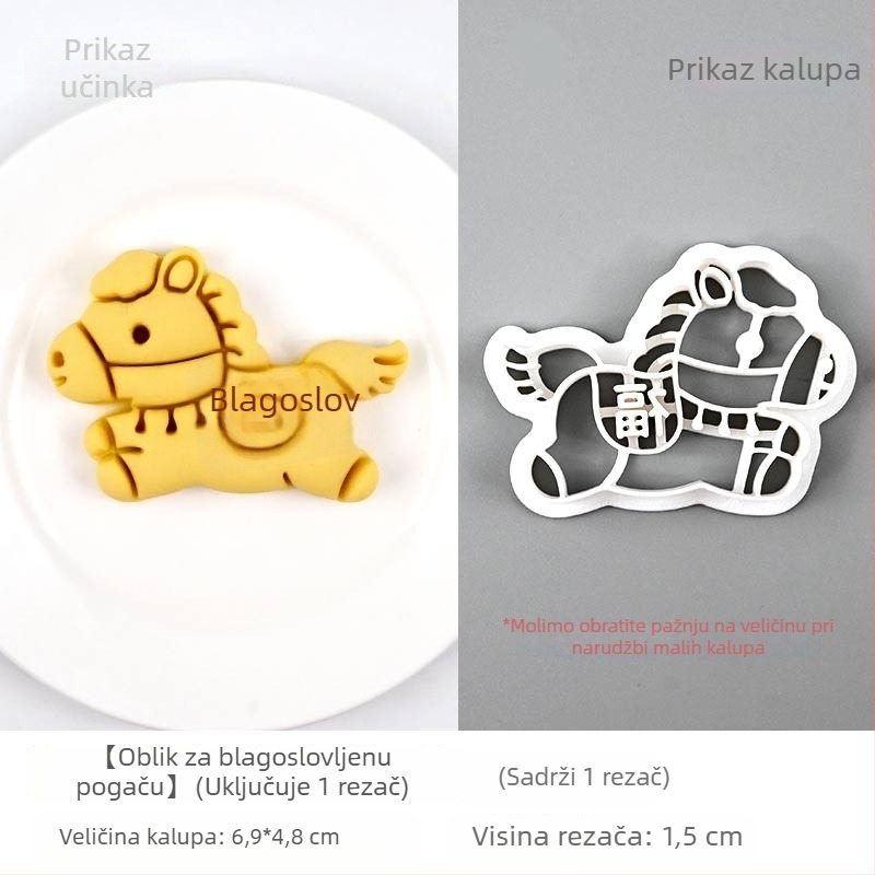 Kalup za parene bunove s karikaturnim konjem, serija Godina konja, plastični kalup za tijesto i pečenje