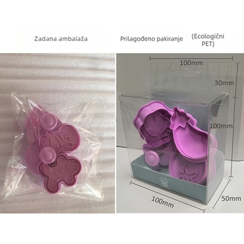 3D PP plastični kalupi za kekse s opružnim pritiskom – oblici gingerbread man, snowman, Christmas tree i bell (okrugli) – serija Christmas cookie cutter