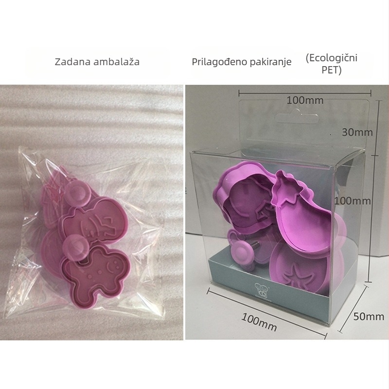 3D PP plastični kalupi za kekse s opružnim pritiskom – oblici gingerbread man, snowman, Christmas tree i bell (okrugli) – serija Christmas cookie cutter