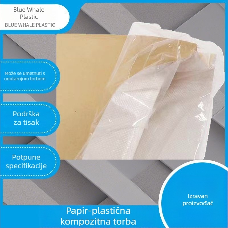 Kompozitna tkanina vrećica od papira-plastike, nosivost 25 kg, tiskljiva, pogodna za pakiranje plastike, hrane, kemikalija i žitarica