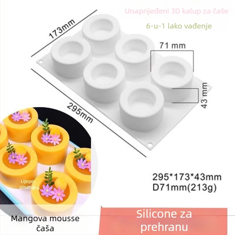Silikonska kalupa za deserte – mousse, puding i torta, kružnog oblika, kvaliteta hrane, DIY