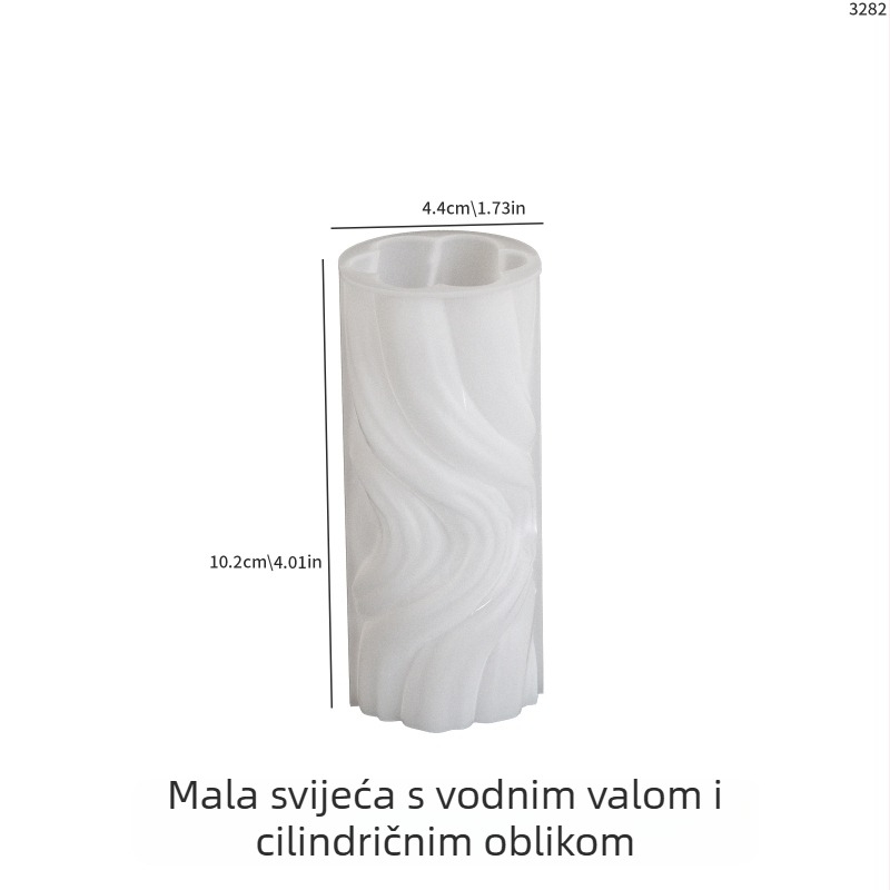 Poppy silikonska kalupa za DIY, okrugla cilindrična s uzorkom vodnog vala, za aromatične svijeće i gipsane radove