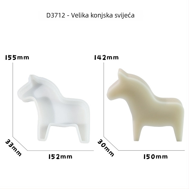 Yixing silikon kalup za svijeće – konjska 3D figurica, nepravilni oblik, silikon materijal, za svijeće, licencirana privatna oznaka