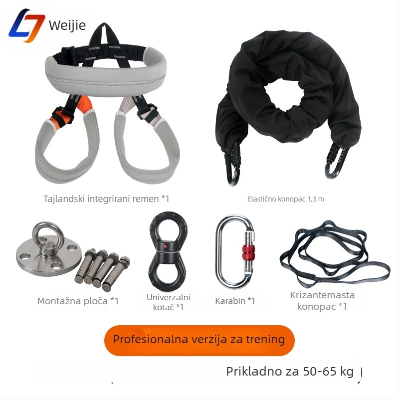 Yoga set s pojasom za podršku struka, fiksnim diskom, univerzalnim kotačićem, karabinom i sigurnosnom elastikom