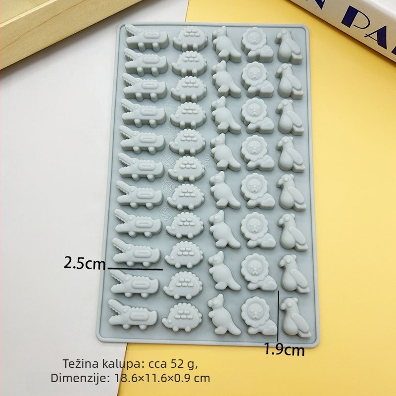Silikonski kalup za čokoladu i smolu s crtanim životinjama (nepravilan oblik) – ptica, jež, lav