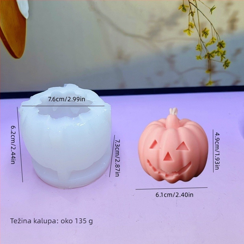 Silikonska kalupa za Halloween tikvu za svijeće, sapune i žbuku – nepravilan oblik, višekratna upotreba