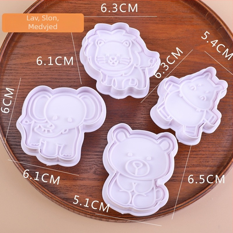 Per baking kalup za kekse s ručnim pritiskanjem, nepravilan oblik, ABS materijal, životinjski žakard stil