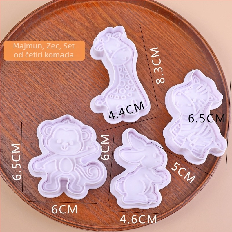 Per baking kalup za kekse s ručnim pritiskanjem, nepravilan oblik, ABS materijal, životinjski žakard stil