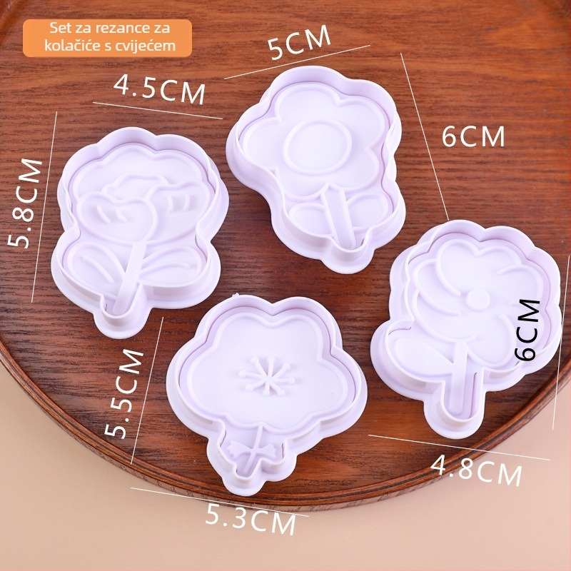 Per baking kalup za kekse s ručnim pritiskanjem, nepravilan oblik, ABS materijal, životinjski žakard stil