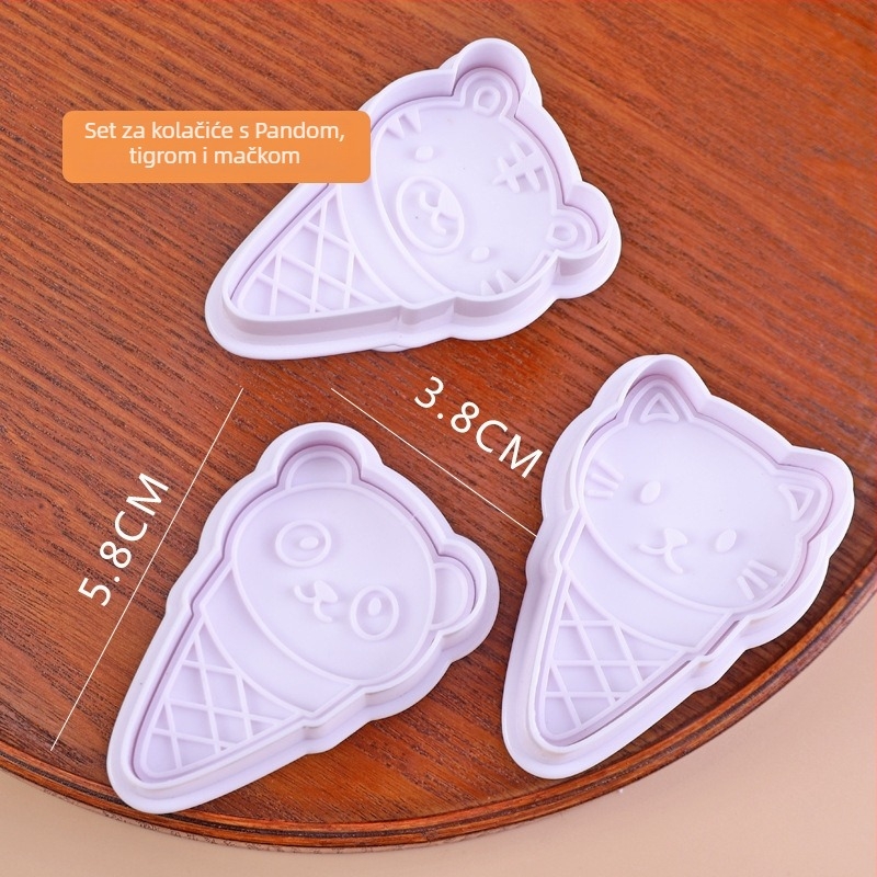 Per baking kalup za kekse s ručnim pritiskanjem, nepravilan oblik, ABS materijal, životinjski žakard stil