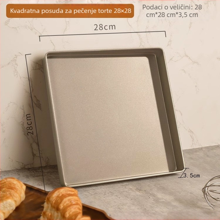 Beike posuda za pečenje s premazom protiv lijepljenja, kvadratnog oblika, debeli ugljični čelik; pakiranje: 100 komada u kutiji; pogodna za rolirane kolače, mooncakes i kekse.