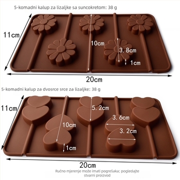 Silikonska kalup u obliku suncokreta za lizalice, čokoladu i kolače – set od 3 komada