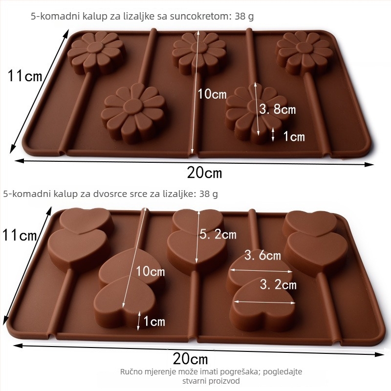 Silikonska kalup u obliku suncokreta za lizalice, čokoladu i kolače – set od 3 komada