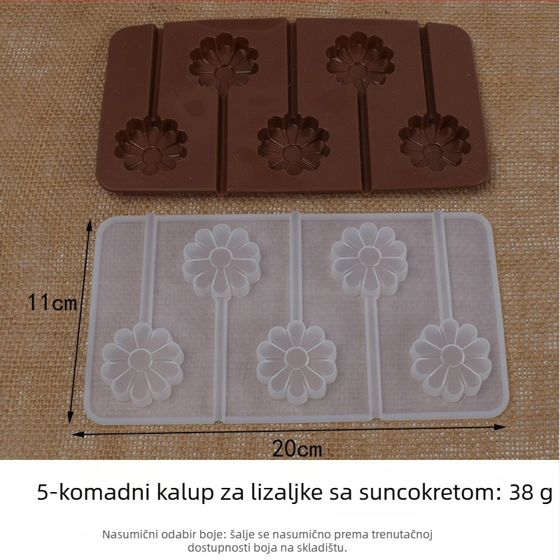 Silikonska kalup u obliku suncokreta za lizalice, čokoladu i kolače – set od 3 komada