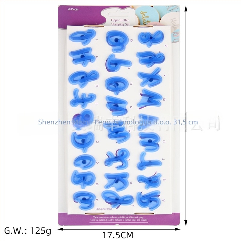Plastična kalupa za kekse s pomičnim alfanumeričkim slovima i simbolima za DIY pečenje