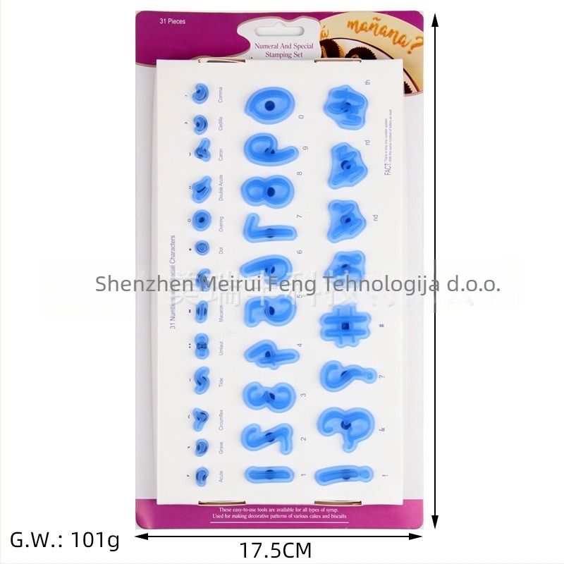 Plastična kalupa za kekse s pomičnim alfanumeričkim slovima i simbolima za DIY pečenje