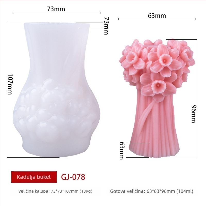 Silikonska forma za svijeće – nepravilan 3D buket, DIY kreativni projekt