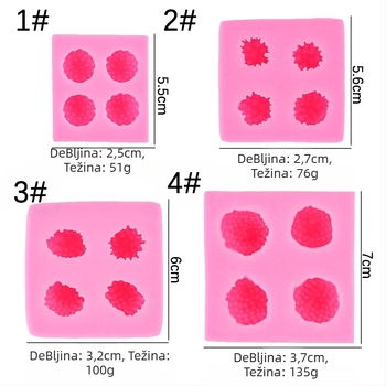 Silikonski 3D kalup u obliku jagode za fondant, sladoled i dekoriranje torti; kuhinjski alat
