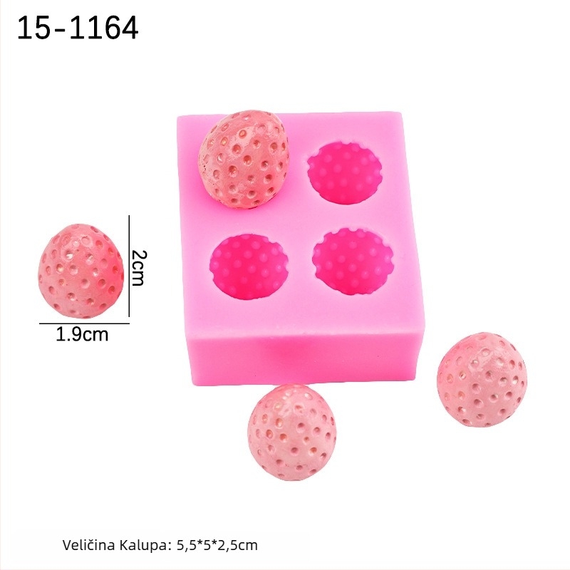 Silikonski 3D kalup u obliku jagode za fondant, sladoled i dekoriranje torti; kuhinjski alat