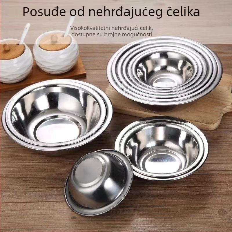 Nerđajućeg čelika nemagnetna zdjela za juhu, zdjela za rižu i male zdjelice, promjer 14–28 cm, moderno minimalističko posuđe