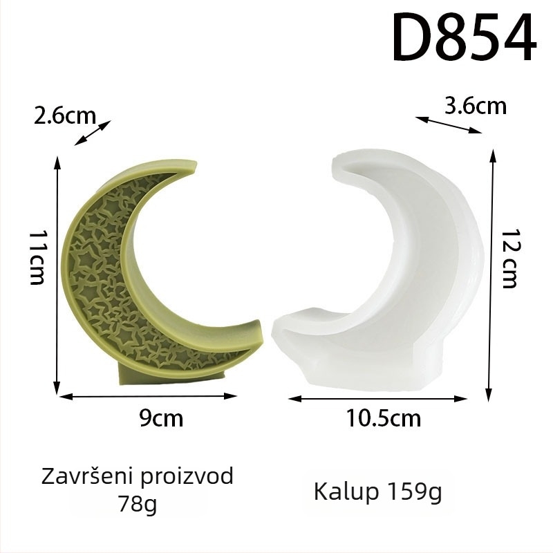 Silikonska kalupa za svijeće s mjesecom i zvijezdom za DIY – nepravilnog oblika, silikon materijal, moderan minimalistički stil