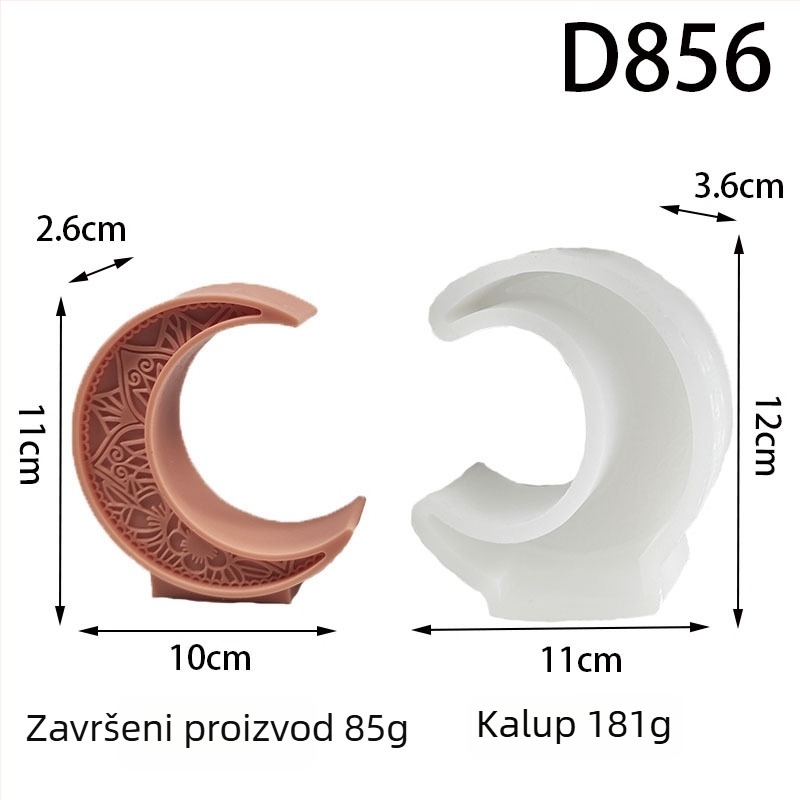 Silikonska kalupa za svijeće s mjesecom i zvijezdom za DIY – nepravilnog oblika, silikon materijal, moderan minimalistički stil