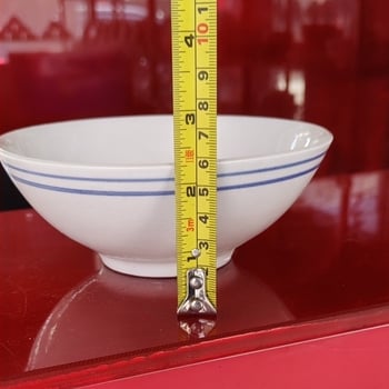 Porcelanska zdjela s plavim rubom, retro stil, okruglog oblika, za juhu, povrće i paru; mikrovalna kompatibilna; promjer 15–15,9 cm; posebna zdjela za dušeno svinjsko
