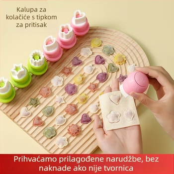 DIY kalup za dječje knedle s reljefnim motívom leptira i gljive, nehrđajući čelik, okrugli oblik