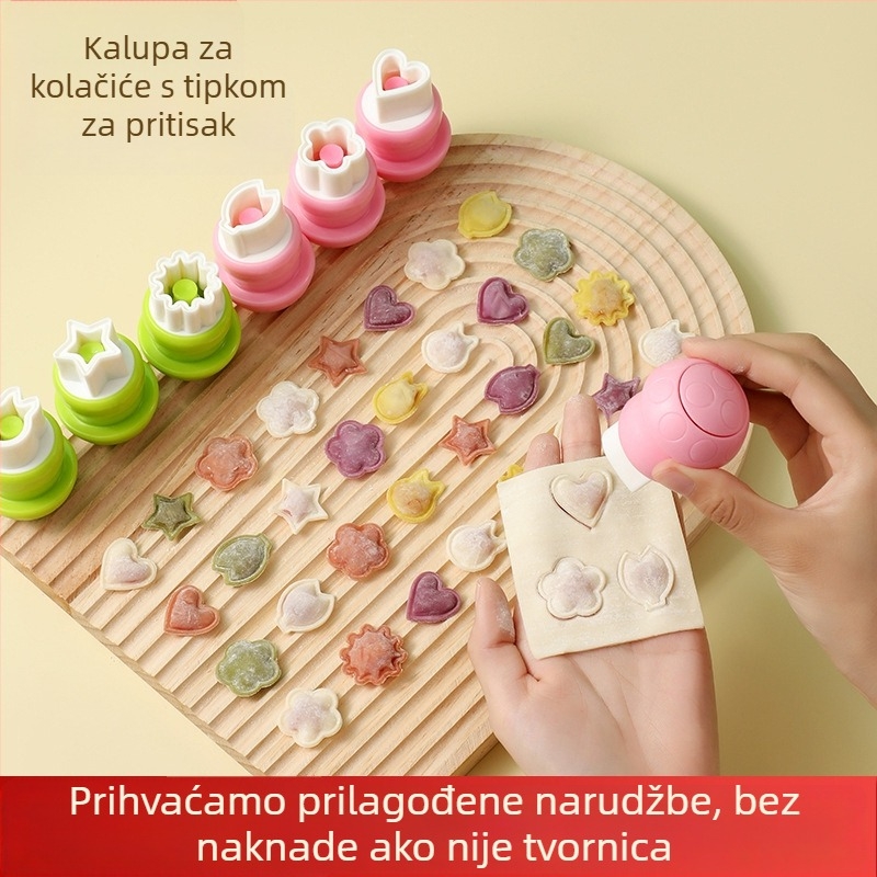 DIY kalup za dječje knedle s reljefnim motívom leptira i gljive, nehrđajući čelik, okrugli oblik