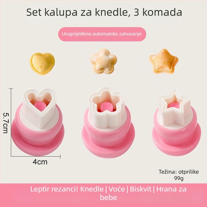 DIY kalup za dječje knedle s reljefnim motívom leptira i gljive, nehrđajući čelik, okrugli oblik