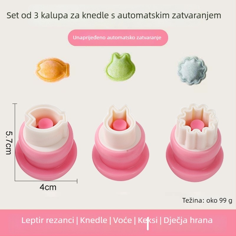 DIY kalup za dječje knedle s reljefnim motívom leptira i gljive, nehrđajući čelik, okrugli oblik