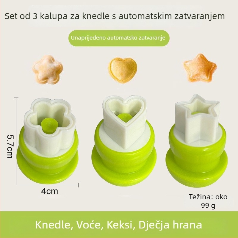 DIY kalup za dječje knedle s reljefnim motívom leptira i gljive, nehrđajući čelik, okrugli oblik