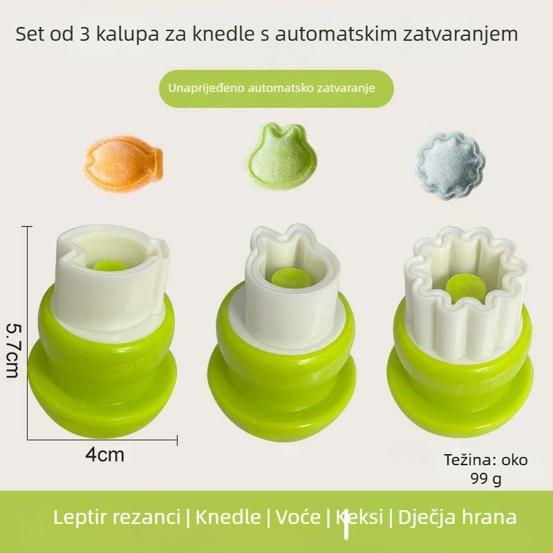 DIY kalup za dječje knedle s reljefnim motívom leptira i gljive, nehrđajući čelik, okrugli oblik