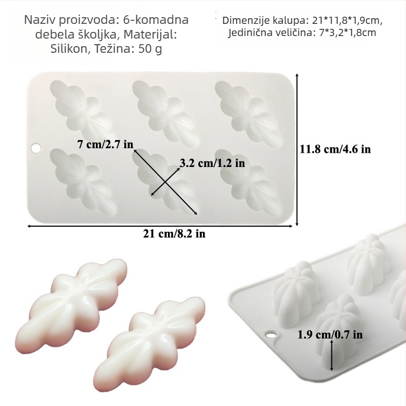 Silikonski kalup za madeleine, 72 rupa, oblik školjke, za kolače, mousse, fondant i čokoladu