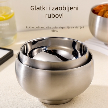 Dječja zdjela od nehrđajućeg čelika 316, jednobojna, okrugla, moderni minimalistički dizajn, pogodna za mikrovalnu pećnicu