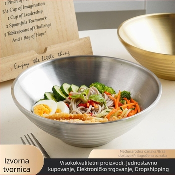Zdjela od nehrđajućeg čelika 304 za ramen i japanski stil hladnih rezanaca, dvostruka izolacija, veliko okruglo zdjelica, mat završna obrada