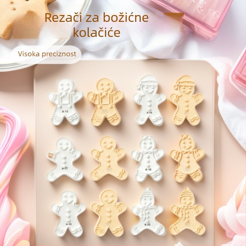 Kalup za kekse – motiv snježni čovjek i djed od đumbira, PLA plastika, nepravilni oblik