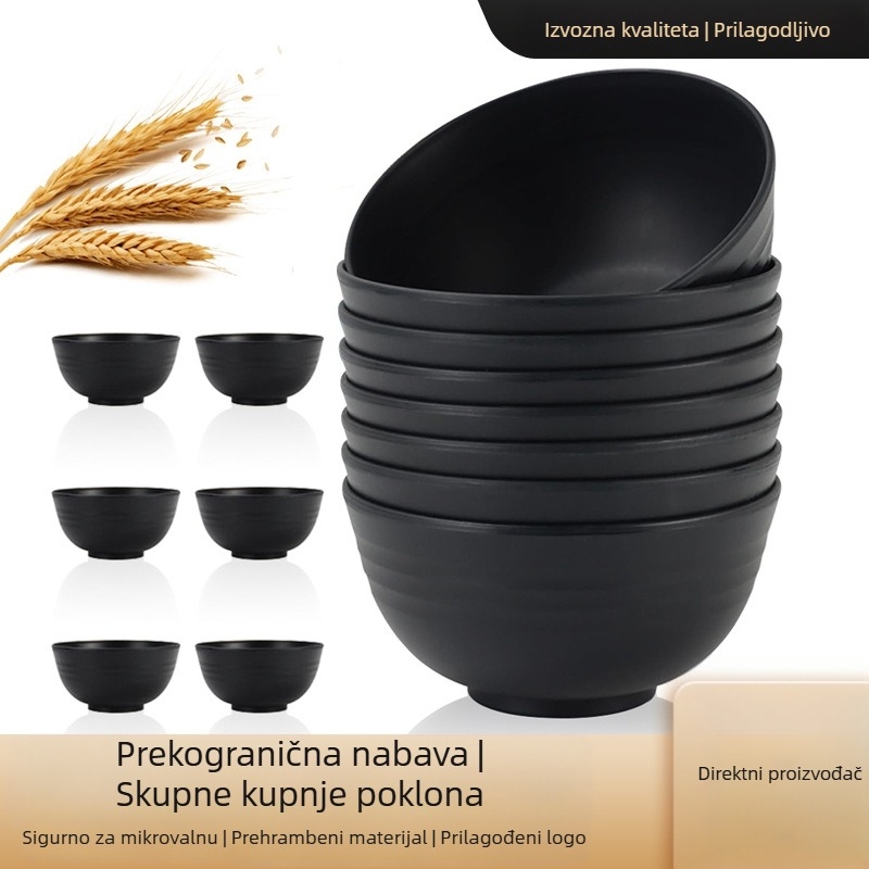 Plastična zdjela od pšeničnog slama, japanski stil zdjele za rižu i salatu, velika kapaciteta, moguć ispis logotipa