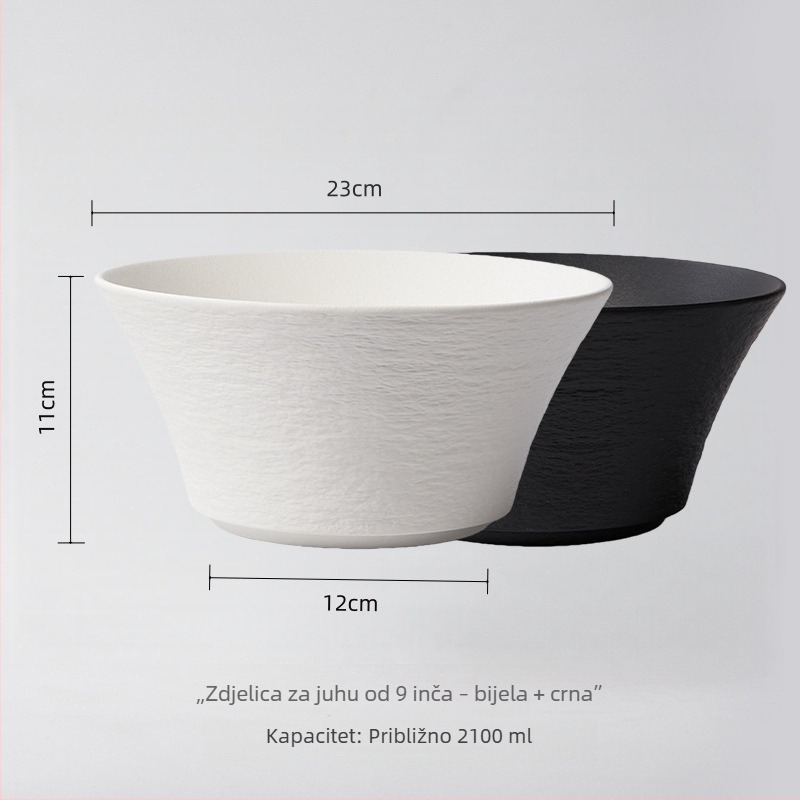 Lagano luksuzna zdjela u Ins stilu, velika okrugla zdjela za rižu, riblju juhu, salate i instant rezance