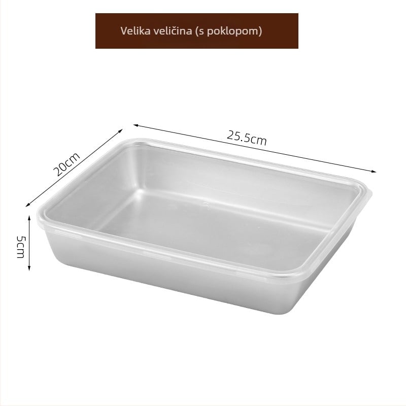 Posuda od nehrđajućeg čelika za skladištenje hrane s čvrstim poklopcem, kvadratnog oblika, kapacitet 800–1000 ml, za hladnjak i zamrzivač