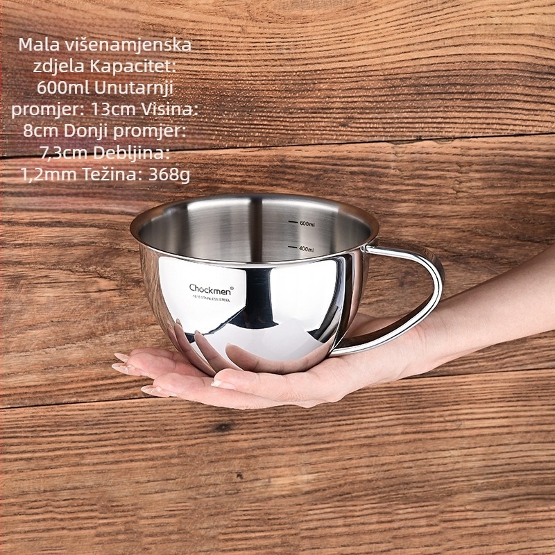 Chockmen 18/10 nehrđajući čelik okrugla misa s držalom, otiskano logotip