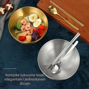 Nehrđajući čelični posuda za hranu, korejskog stila, za instantnu tjesteninu, hladne salate od rezanaca, jednoslojna zdjela za voće, elegantan dizajn