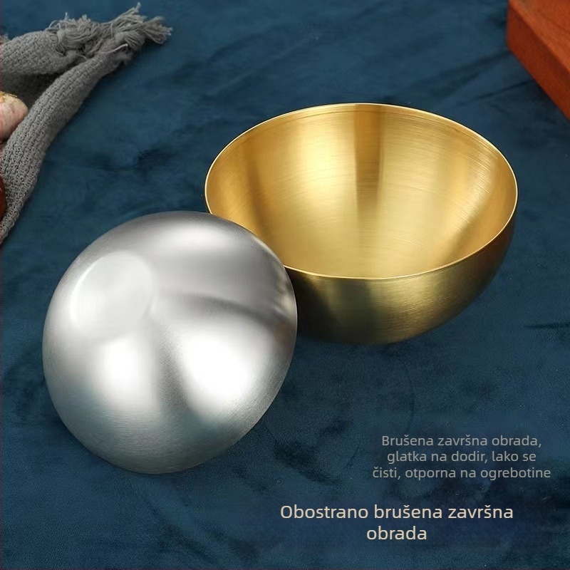 Nehrđajući čelični posuda za hranu, korejskog stila, za instantnu tjesteninu, hladne salate od rezanaca, jednoslojna zdjela za voće, elegantan dizajn