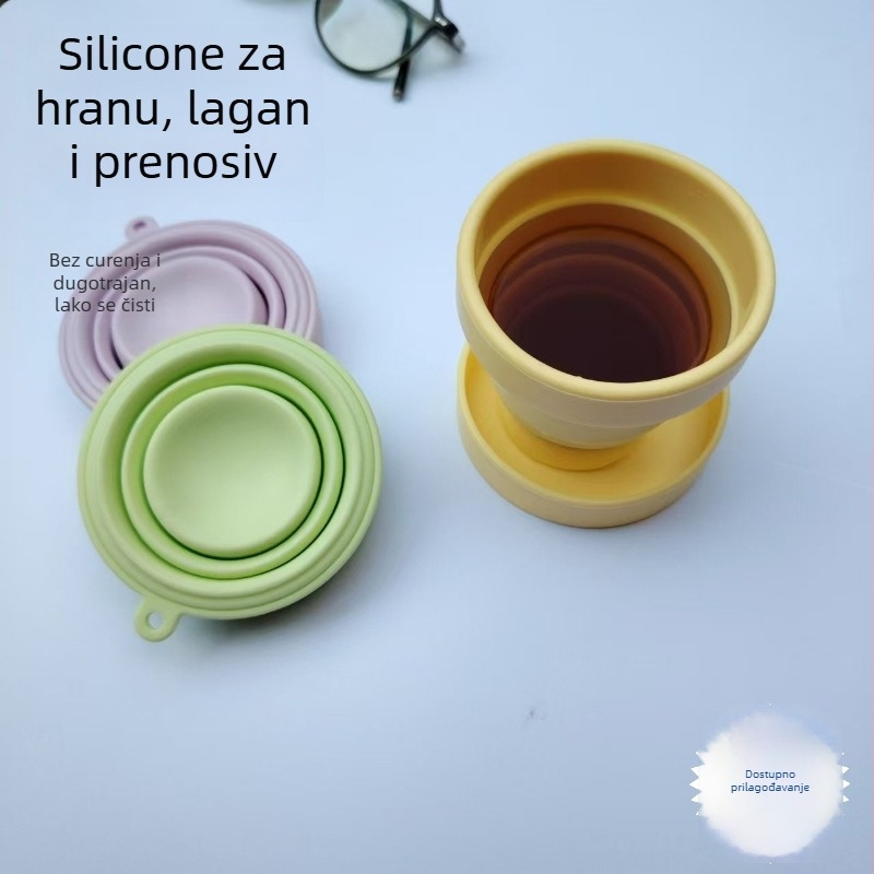 Silikonasta sklopiva putna čaša vode — sklopiva, mikrovalna sigurnost, mogućnost ispisa logotipa
