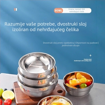 Respect zdjela od nehrđajućeg čelika za rižu – okrugla, polirana površina, pogodna za hotele i restorane, mogućnost prilagodbe